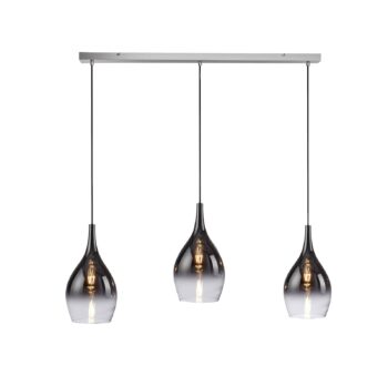 Paul Neuhaus Pilua závesná lampa, dym, sklo, 100 cm, 3 svetlá.