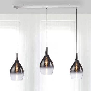 Paul Neuhaus Pilua závesná lampa, dym, sklo, 100 cm, 3 svetlá.