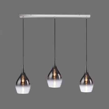 Paul Neuhaus Pilua závesná lampa, dym, sklo, 100 cm, 3 svetlá.