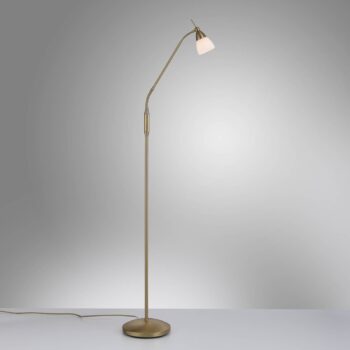 Paul Neuhaus Pino stojacia lampa, starožitná mosadz, 163 cm, stmievateľná