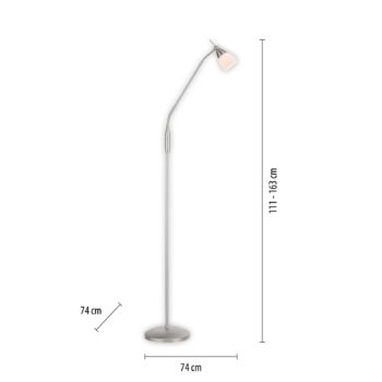 Paul Neuhaus Pino stojacia lampa, strieborná, 163 cm, stmievateľná, G9