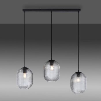 Paul Neuhaus Shitake závesná lampa, dymovo sivá, sklo, 86 cm, E27