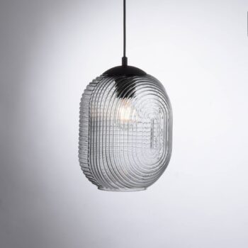 Paul Neuhaus Shitake závesná lampa, dymovo sivá, sklo, 86 cm, E27