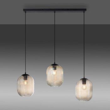 Paul Neuhaus Shitake závesná lampa, jantár, sklo, 86 cm, E27