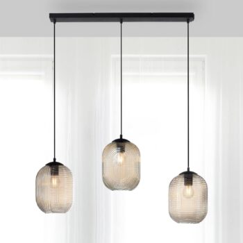 Paul Neuhaus Shitake závesná lampa, jantár, sklo, 86 cm, E27