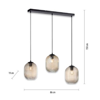 Paul Neuhaus Shitake závesná lampa, jantár, sklo, 86 cm, E27