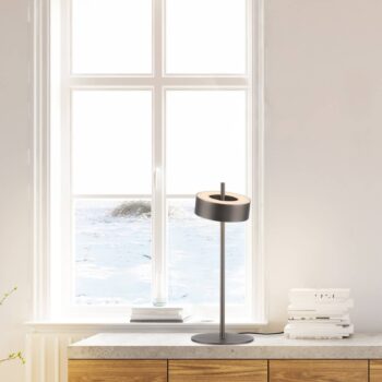 Paul Neuhaus Smart LED stolová lampa Q-Rotate tmavohnedá 40 cm