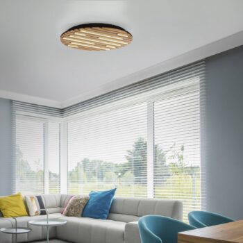 Paul Neuhaus Smart LED stropné svietidlo Q-Acoustic, drevo Ø 60 cm