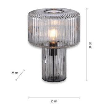 Paul Neuhaus Stolná lampa Fungus, dymová farba, sklo, 34 cm