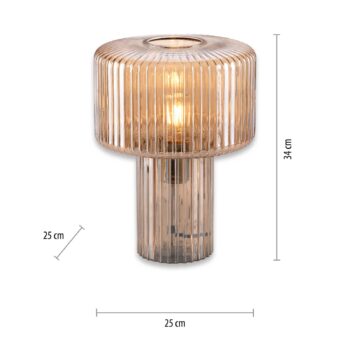 Paul Neuhaus Stolná lampa Fungus, jantár, sklo, 34 cm