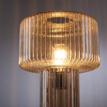 Paul Neuhaus Stolná lampa Fungus, jantár, sklo, 34 cm