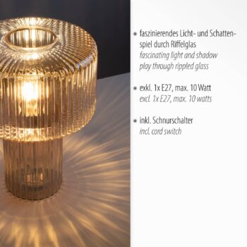 Paul Neuhaus Stolná lampa Fungus, jantár, sklo, 34 cm