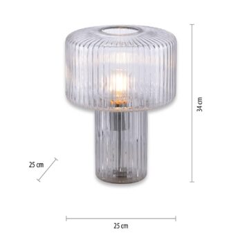 Paul Neuhaus Stolná lampa Fungus, priehľadná, sklo, 34 cm
