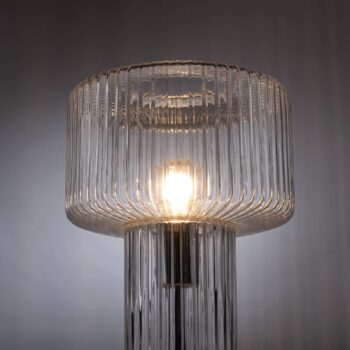 Paul Neuhaus Stolná lampa Fungus, priehľadná, sklo, 34 cm