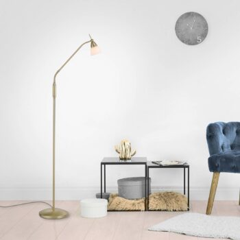 Paul Neuhaus stojacia lampa Pino, mosadz, 163 cm, stmievateľná, G9