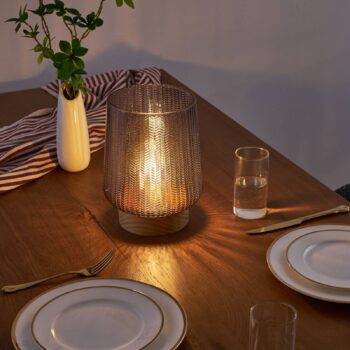 Pauleen Fancy Glamour E27 LED batéria taupe drevo