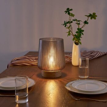 Pauleen Fancy Glamour E27 LED batéria taupe drevo