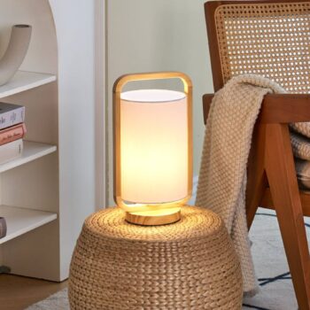 Pauleen Woody Charm stolová lampa z látky a dreva