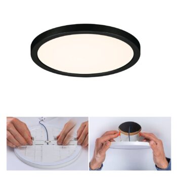 Paulmann Areo LED panel okrúhly čierny 3000K Ø17,5cm
