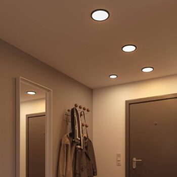 Paulmann Areo LED panel okrúhly čierny 3000K Ø17,5cm