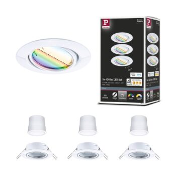 Paulmann Coin Base LED vstavané reflektory, biele, sada 3 RGBW ZigBee