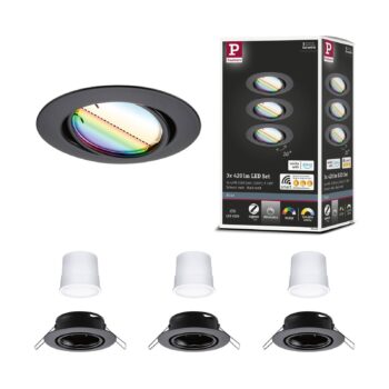 Paulmann Coin Base LED zapustené bodové svietidlo čierne 3 RGBW ZigBee