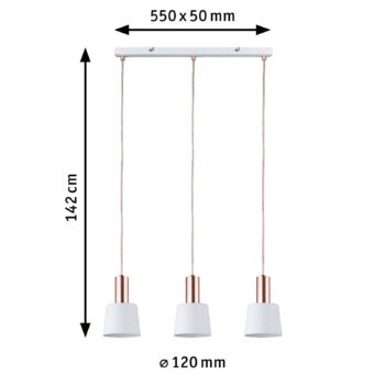Paulmann Haldar závesná lampa 3-pl., v bielej