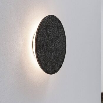 Paulmann LED nástenné svietidlo Tulga, Ø 20 cm, antracit, plsť