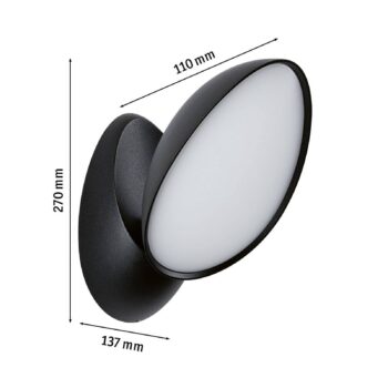 Paulmann LED vonkajšie nástenné svietidlo Batona, antracit 27 cm hliník IP44