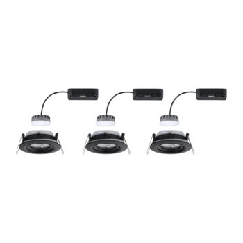 Paulmann Nova Plus Coin 3 kusy IP65 2 700 K čierna