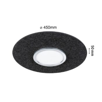 Paulmann Smart stropné LED svetlo Tulga, antracitová Ø 45 cm plsť
