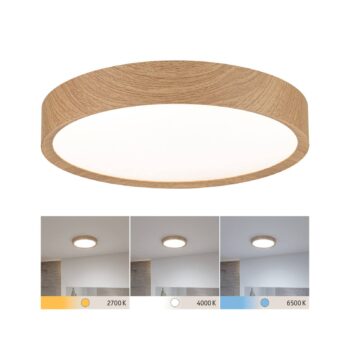 Paulmann Tega stropné LED svetlo IP44 CCT drevo