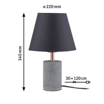 Paulmann Tem textilná stolná lampa podstavec betón