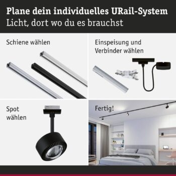 Paulmann URail Aldan LED reflektor, čierny matný, kov, CCT