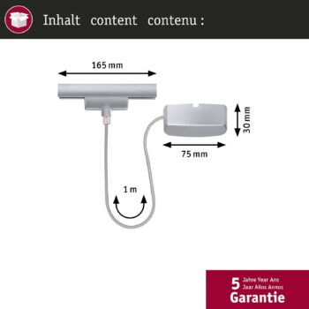 Paulmann URail napájací kábel Zigbee 1 m, chróm matný