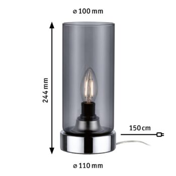 Paulmann stolná lampa Pinja chróm/dymová sivá
