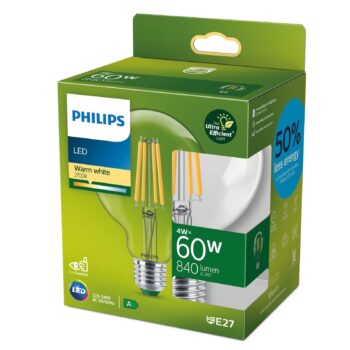 Philips E27 LED globe G95 4W 840lm 827 číra