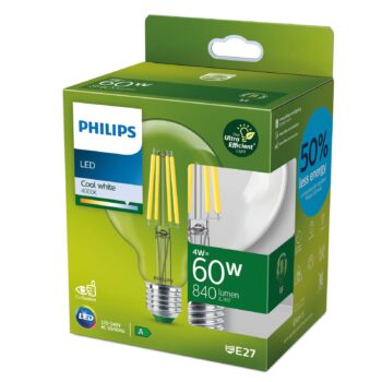 Philips E27 LED globe G95 4W 840lm 840 číra