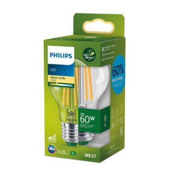 Philips E27 LED žiarovka A60 4W 840lm 2700K číra