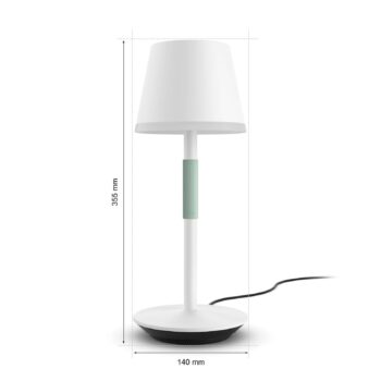 Philips Hue Go stolová LED lampa s tienidlom biela