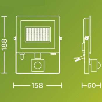 Philips LED reflektor vonkajší Lois UE Sensor, 14 W, 3.000 K IP65