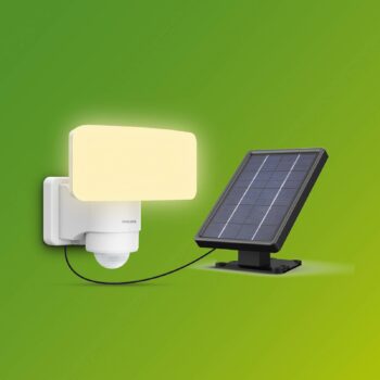 Philips LED reflektor vonkajší solárny Tylus, biely, 3000 K, senzor