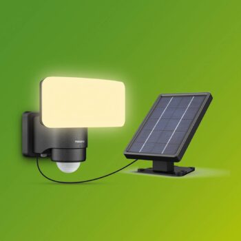 Philips LED reflektor vonkajší solárny Tylus, čierny 3.000K senzor