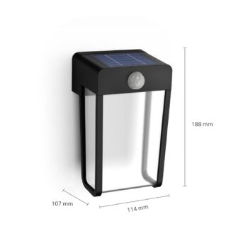Philips LED solárne nástenné svetlo Shroud, čierne/čisté, balenie po 2 ks