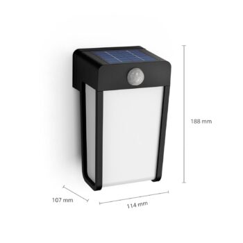 Philips LED solárne nástenné svetlo Shroud, čierne/opálové, balenie po 2 ks