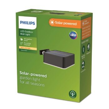 Philips LED solárne nástenné svetlo Vynce, hlava 10,5 x 10,5 cm