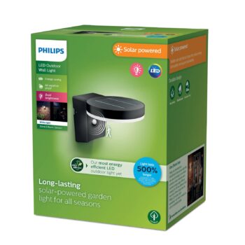 Philips LED solárne nástenné svetlo Zonal, Ø hlavy 16 cm