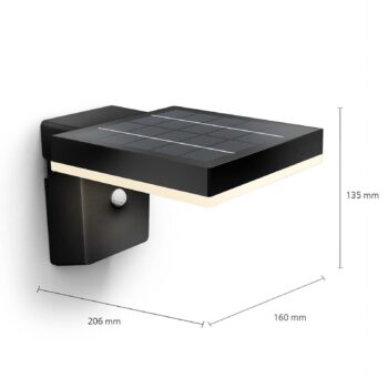 Philips LED solárne nástenné svetlo Zonal, hlava 16 x 16 cm