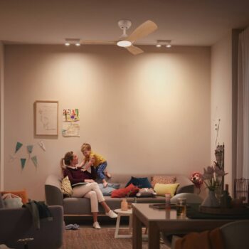 Philips LED ventilátor Olas, Ø 106 cm, hnedá/biela, tichý