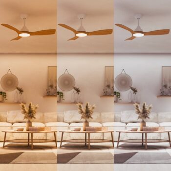 Philips LED ventilátor Olas, Ø 106 cm, hnedá/biela, tichý
